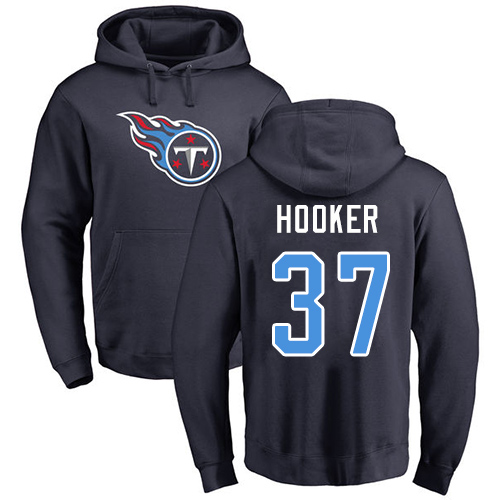 Tennessee Titans Men Navy Blue Amani Hooker Name and Number Logo NFL Football 37 Pullover Hoodie Sweatshirts